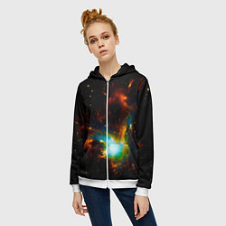 Толстовка на молнии женская Галактика, цвет: 3D-белый — фото 2