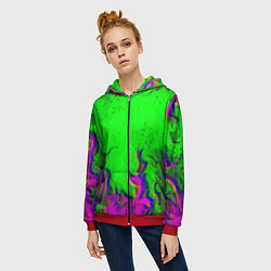 Толстовка на молнии женская ОГОНЬ ГЛИТЧ, цвет: 3D-красный — фото 2