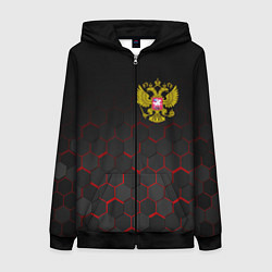 Толстовка на молнии женская РОССИЯ, цвет: 3D-черный