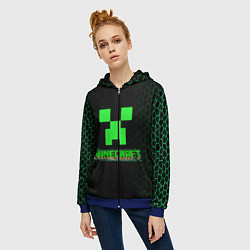 Толстовка на молнии женская Minecraft, цвет: 3D-синий — фото 2