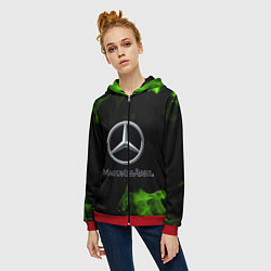 Толстовка на молнии женская Mercedes, цвет: 3D-красный — фото 2