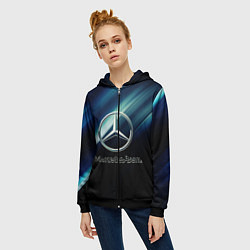 Толстовка на молнии женская Mercedes, цвет: 3D-черный — фото 2