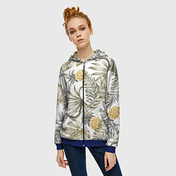 Толстовка на молнии женская Тропики хаки, цвет: 3D-синий — фото 2