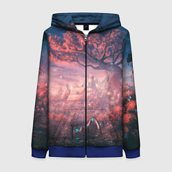 Толстовка на молнии женская Anime art, цвет: 3D-синий