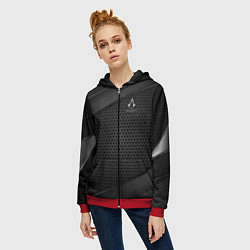 Толстовка на молнии женская Assassins Creed, цвет: 3D-красный — фото 2