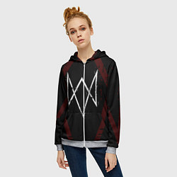 Толстовка на молнии женская WATCH DOGS LEGION, цвет: 3D-меланж — фото 2