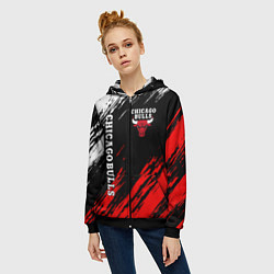 Толстовка на молнии женская CHICAGO BULLS, цвет: 3D-черный — фото 2