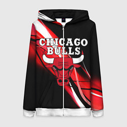 Толстовка на молнии женская CHICAGO BULLS, цвет: 3D-белый