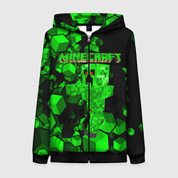 Толстовка на молнии женская Minecraft, цвет: 3D-черный