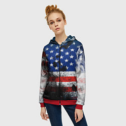 Толстовка на молнии женская США, цвет: 3D-красный — фото 2