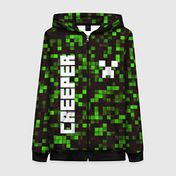 Толстовка на молнии женская MINECRAFT CREEPER, цвет: 3D-черный