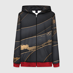 Толстовка на молнии женская Black gold, цвет: 3D-красный