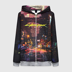 Толстовка на молнии женская CYBERPUNK 2077:КИБЕРПАНК S, цвет: 3D-меланж
