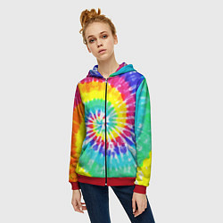 Толстовка на молнии женская TIE-DYE СТЕНА, цвет: 3D-красный — фото 2