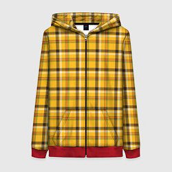 Толстовка на молнии женская Клеточка, цвет: 3D-красный