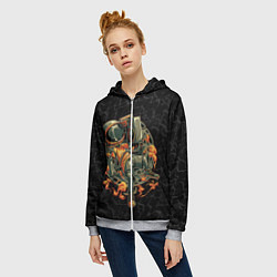 Толстовка на молнии женская Космическая музыка music, цвет: 3D-меланж — фото 2