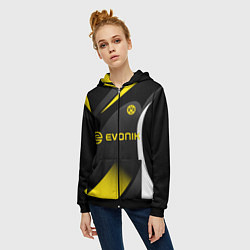 Толстовка на молнии женская BORUSSIA DORTMUND, цвет: 3D-черный — фото 2
