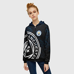 Толстовка на молнии женская Manchester City, цвет: 3D-черный — фото 2
