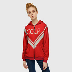 Толстовка на молнии женская СССР хоккейная форма, цвет: 3D-красный — фото 2