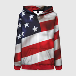 Толстовка на молнии женская США USA, цвет: 3D-красный
