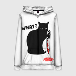 Толстовка на молнии женская What Cat, цвет: 3D-белый