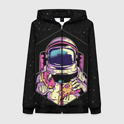 Женская толстовка на молнии Пицца, пончик и космос