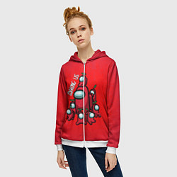 Толстовка на молнии женская AMONG US, цвет: 3D-белый — фото 2