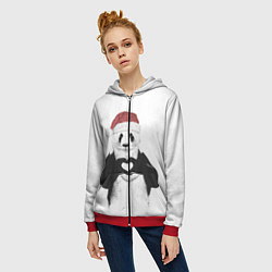 Толстовка на молнии женская Панда Клаус, цвет: 3D-красный — фото 2