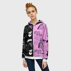 Толстовка на молнии женская Руки, статуи, цвет: 3D-белый — фото 2