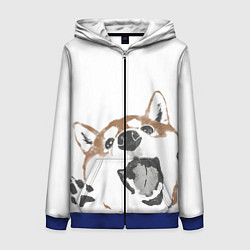 Толстовка на молнии женская Shiba Inu, цвет: 3D-синий