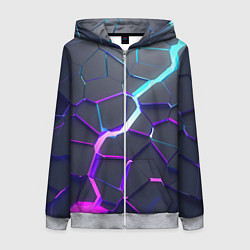 Женская толстовка на молнии НЕОНОВЫЙ РАЗЛОМ 3Д РАЗЛОМ