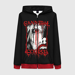 Толстовка на молнии женская Cannibal Corpse 2, цвет: 3D-красный