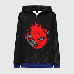 Толстовка на молнии женская CYBERPUNK 2077 КОТ КИАНУ РИВЗ, цвет: 3D-синий