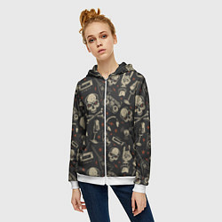 Толстовка на молнии женская Рок-музыка, цвет: 3D-белый — фото 2