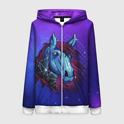 Женская толстовка на молнии Retrowave Neon Horse