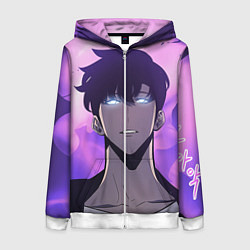 Толстовка на молнии женская Поднятие уровня в одиночку, цвет: 3D-белый