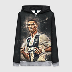 Толстовка на молнии женская Криштиану Роналду Ювентус, цвет: 3D-меланж