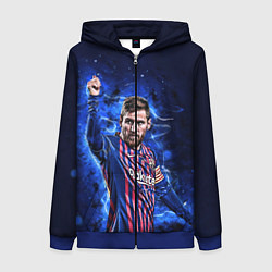Толстовка на молнии женская Lionel Messi Barcelona 10, цвет: 3D-синий