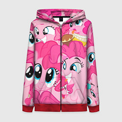 Толстовка на молнии женская Pinkie Pie pattern, цвет: 3D-красный