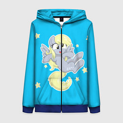 Толстовка на молнии женская Пони в звёздном небе, цвет: 3D-синий