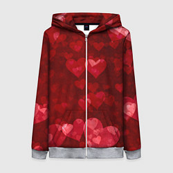 Толстовка на молнии женская СЕРДЕЧКИ HEARTS Z, цвет: 3D-меланж