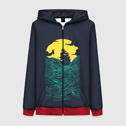 Толстовка на молнии женская Window to the Sea, цвет: 3D-красный