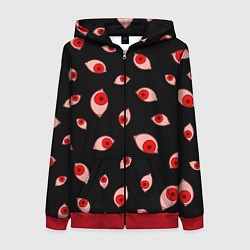 Толстовка на молнии женская Взгляд тьмы, цвет: 3D-красный