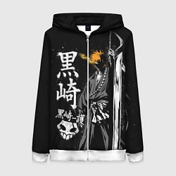 Толстовка на молнии женская Bleach, Ичиго с мечом, цвет: 3D-белый