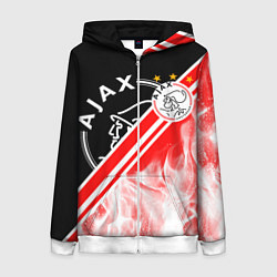 Толстовка на молнии женская FC AJAX AMSTERDAM ФК АЯКС, цвет: 3D-белый