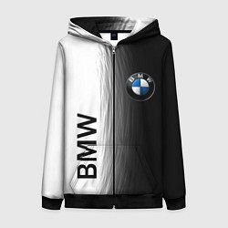 Толстовка на молнии женская Black and White BMW, цвет: 3D-черный