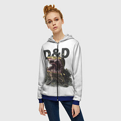 Толстовка на молнии женская D&D Мимик-сундук ДнД, цвет: 3D-синий — фото 2