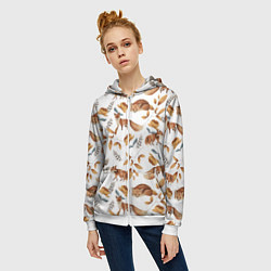 Толстовка на молнии женская Лиса, цвет: 3D-белый — фото 2