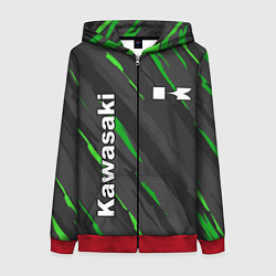 Толстовка на молнии женская KAWASAKI КАВАСАКИ SPORT, цвет: 3D-красный