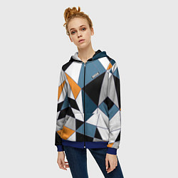 Толстовка на молнии женская Геометрический узор, цвет: 3D-синий — фото 2
